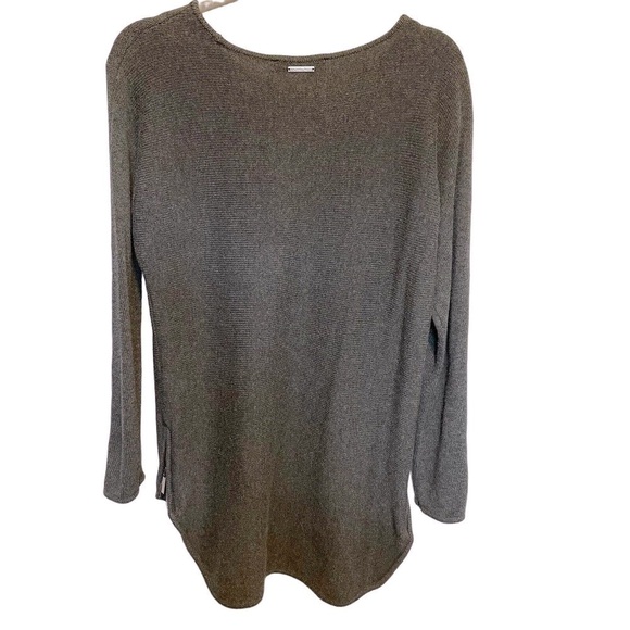 Michael Kors Women's Sweater Gray Size Small Zip Accent -hem Scoop Neck - Picture 2 of 11